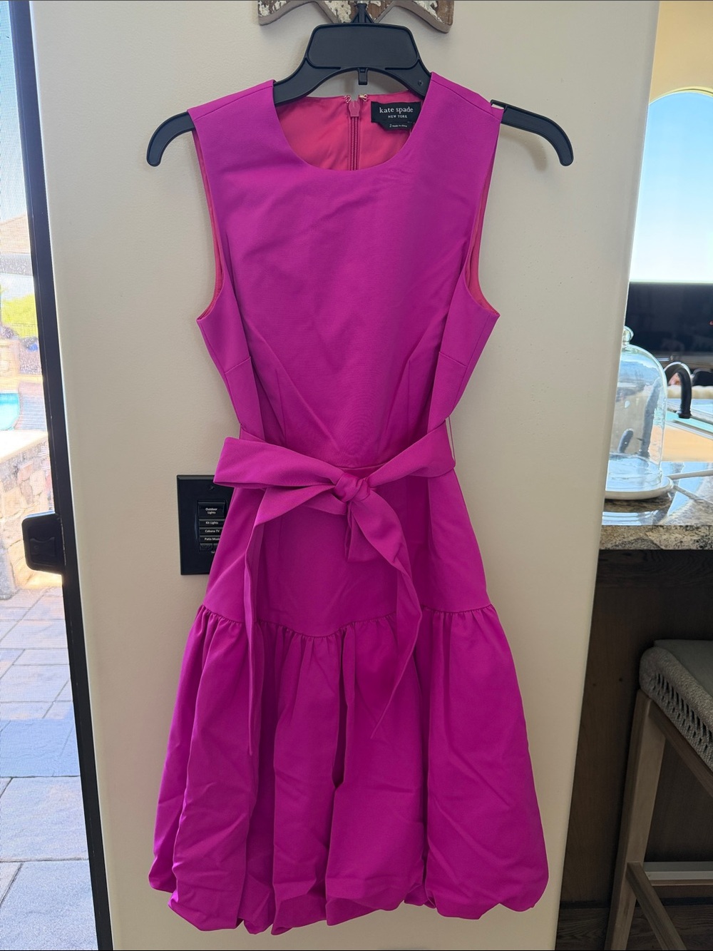 kate spade Bright Fuchsia Sleeveless Tie-Waist Party Dress